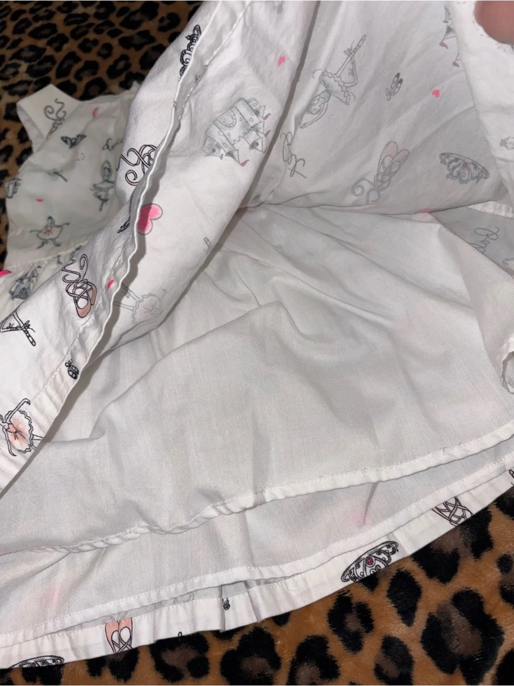The Children's Place White Ballet Print Dress with Pink Flower 3T